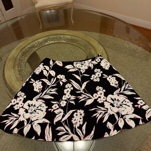 White House Black Market Womens Floral A-Line Circle Skirt Black Lined Size 12